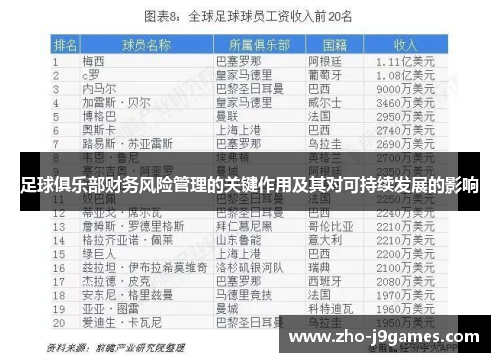 足球俱乐部财务风险管理的关键作用及其对可持续发展的影响